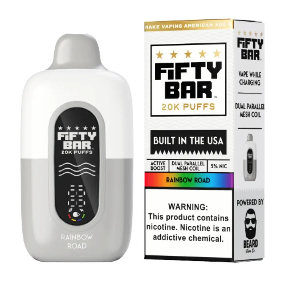 Rainbow Road Fifty Bar V2 20K Puffs Disposable Vape 1 Rainbow Road Fifty Bar V2