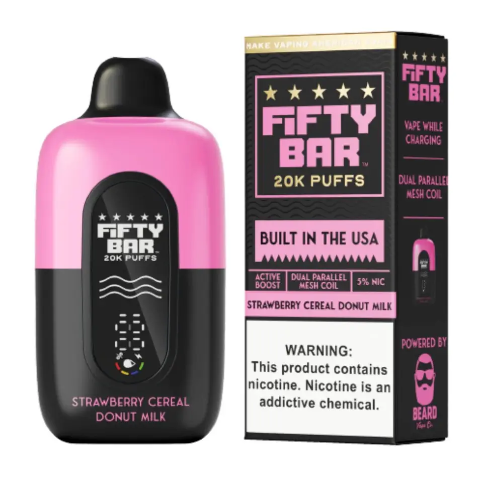 Strawberry Cereal Donut Milk Fifty Bar V2 20K Puffs Disposable Vape 1 Strawberry Cereal Donut Milk Fifty Bar V2