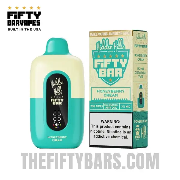 Honeyberry Cream Hidden Hills X Fifty Bar 20K Puffs Disposable Vape 2 Honeyberry Cream Hidden Hills X Fifty Bar