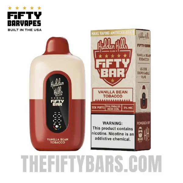 Vanilla Bean Tobacco Hidden Hills X Fifty Bar 20K Puffs Disposable Vape 2 Vanilla Bean Tobacco Hidden Hills X Fifty Bar