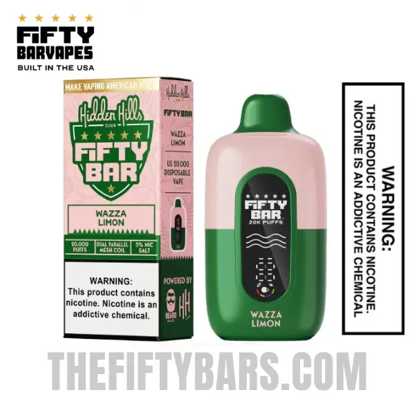 Wazza Limon Hidden Hills X Fifty Bar 20K Puffs Disposable Vape 1 Wazza Limon Hidden Hills X Fifty Bar