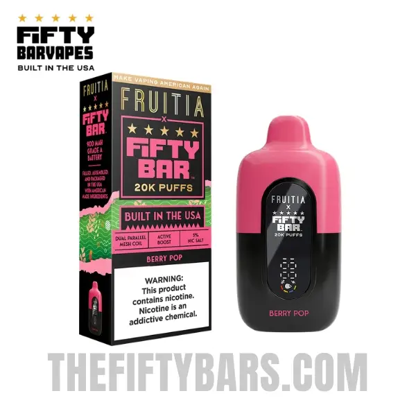 Berry Pop Fruitia X Fifty Bar 20K Puffs Disposable Vape 2 Berry Pop Fruitia X Fifty Bar 20K Puffs Disposable Vape - Image 2