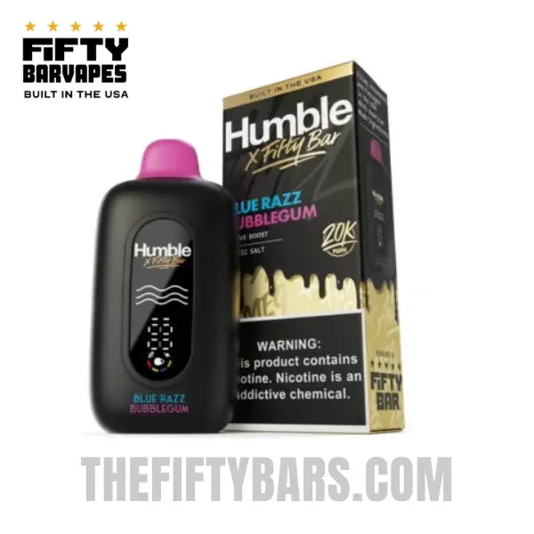 Blue Razz Bubblegum Humble X Fifty Bar 20K Puffs Disposable Vape 2 Blue Razz Bubblegum Humble X Fifty Bar