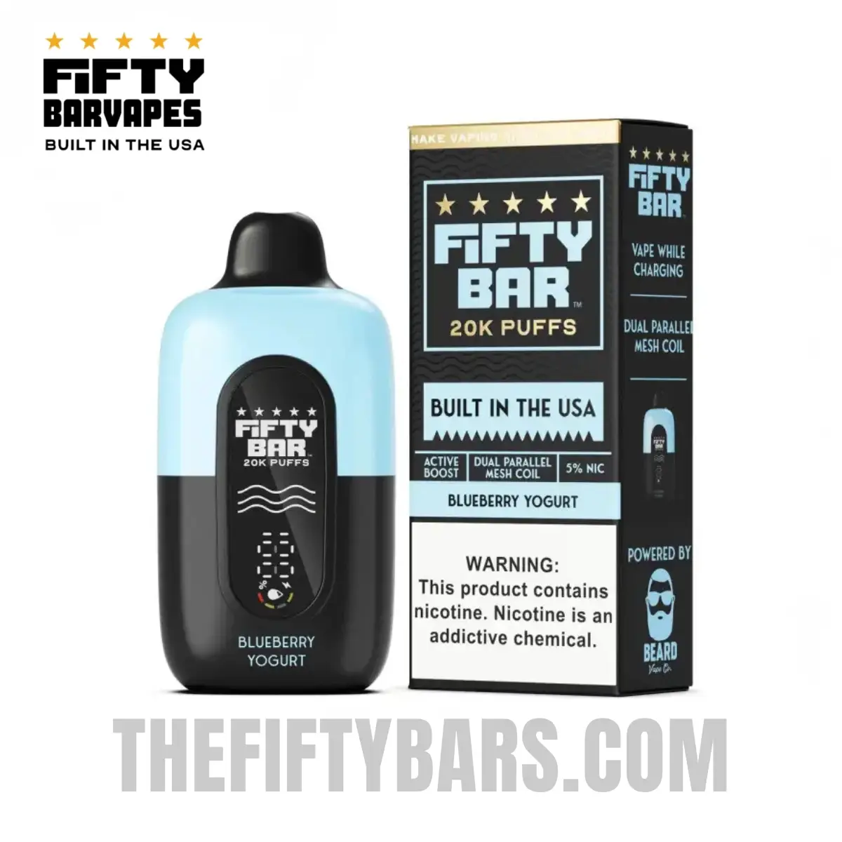 Blueberry Yoghurt Fifty Bar V2 20K Puffs Disposable Vape 2 Blueberry Yoghurt Fifty Bar V2