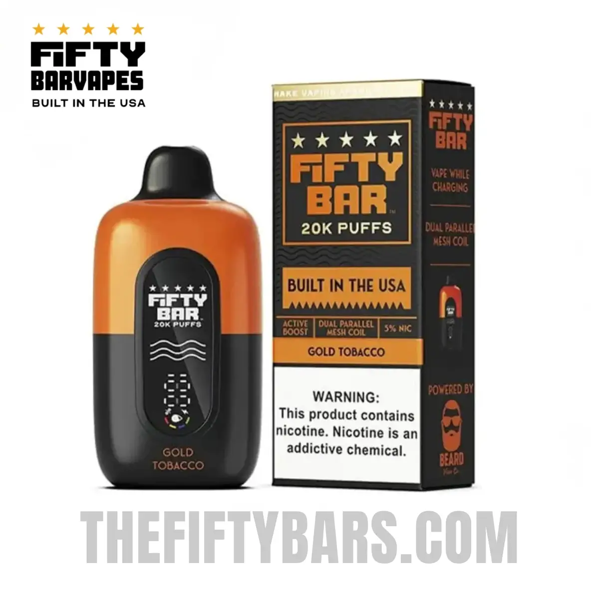 Gold Tobacco Fifty Bar V2 20K Puffs Disposable Vape 2 Gold Tobacco Fifty Bar V2