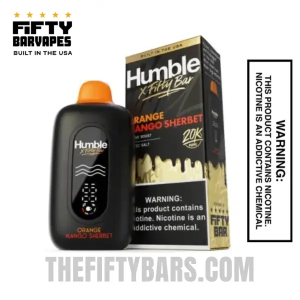 Orange Mango Sherbet Humble X Fifty Bar 20K Puffs Disposable Vape 1 Orange Mango Sherbet Humble X Fifty Bar