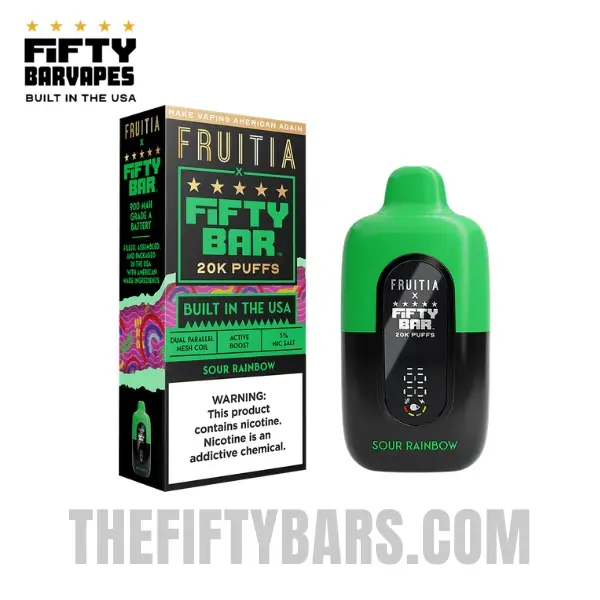 Sour Rainbow Fruitia X Fifty Bar 20K Puffs Disposable Vape 2 Sour Rainbow Fruitia X Fifty Bar V2