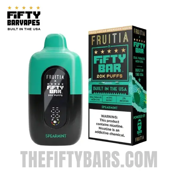 Spearmint Fruitia X Fifty Bar 20K Puffs Disposable Vape 2 Spearmint Fruitia X Fifty Bar V2