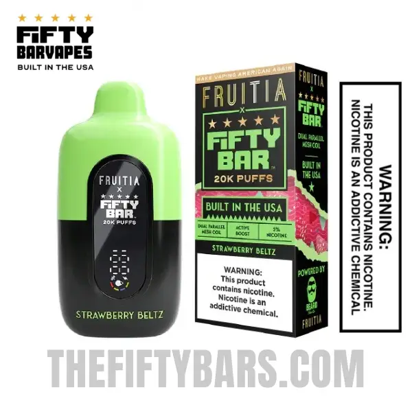 Strawberry Beltz Fruitia X Fifty Bar 20K Puffs Disposable Vape 1 Strawberry Beltz Fruitia X Fifty Bar