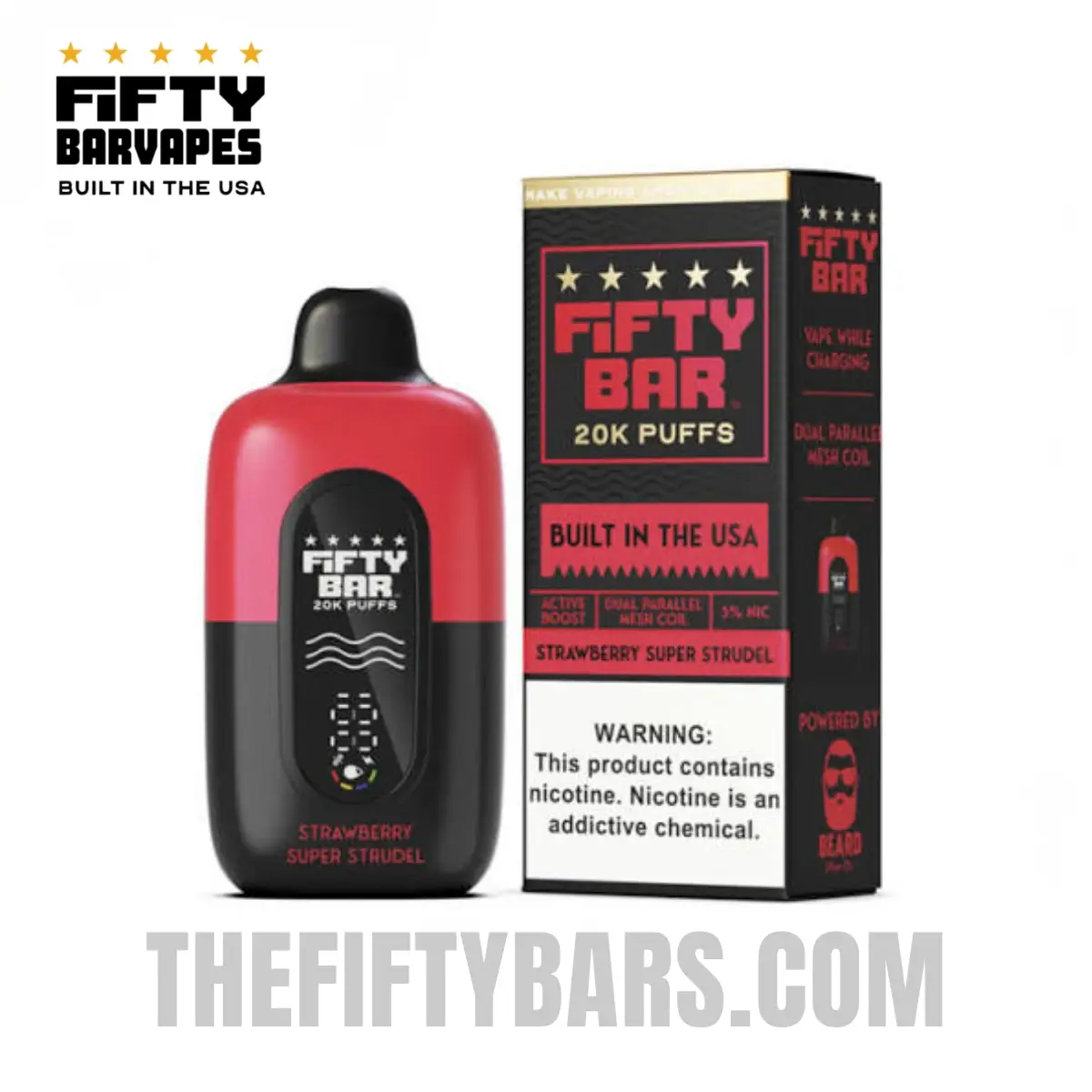 Strawberry Super Strudel Fifty Bar V2 20K Puffs Disposable Vape 2 Strawberry Super Strudel Fifty Bar V2 20K Puffs Disposable Vape - Image 2