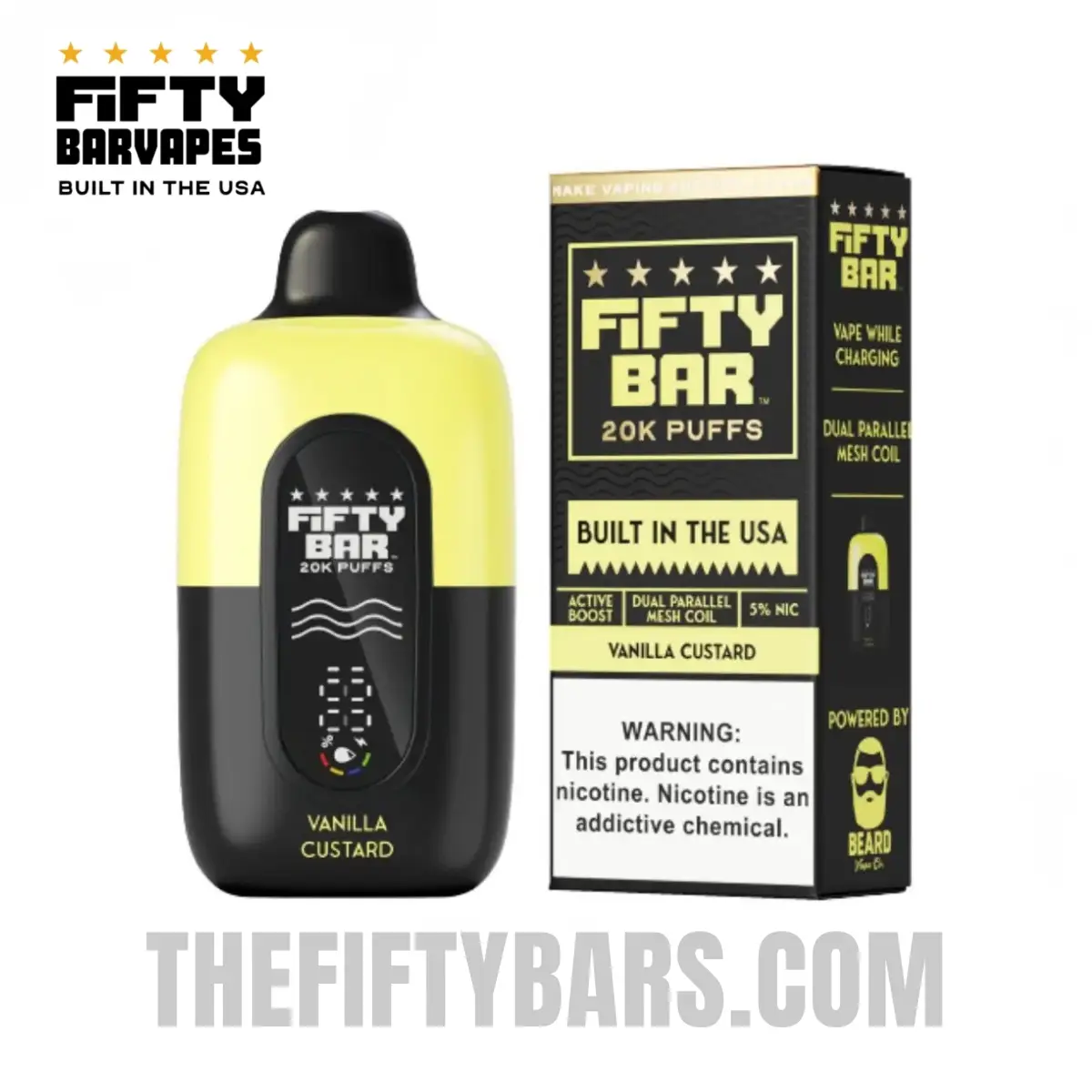 Vanilla Custard Fifty Bar V2 20K Puffs Disposable Vape 2 Vanilla Custard Fifty Bar V2