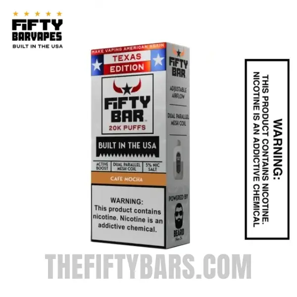 Cafe Mocha Texas X Fifty Bar 20K Puffs Disposable Vape 1 Cafe Mocha Texas X Fifty Bar