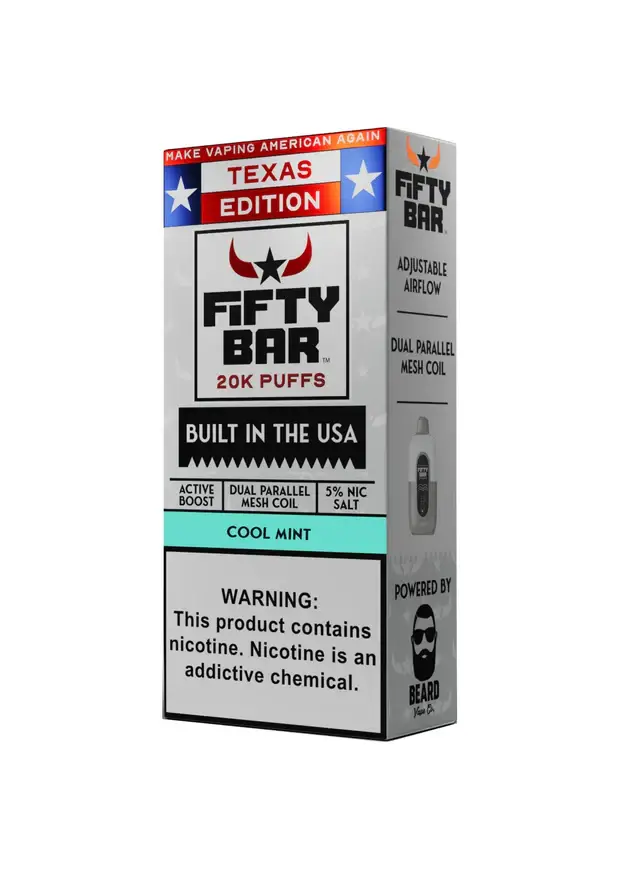 Cool Mint Texas X Fifty Bar 20K Puffs Disposable Vape