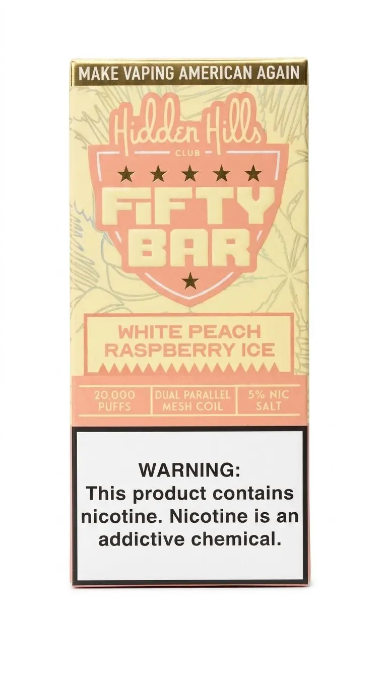 White Peach Raspberry Ice Hidden Hills X Fifty Bar 20K
